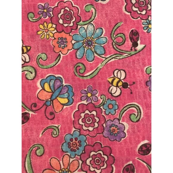 VTG Fabric  Pink Purple Blue Floral white Dot Quilting Sewing Cloth Art Crafts - Picture 8 of 16